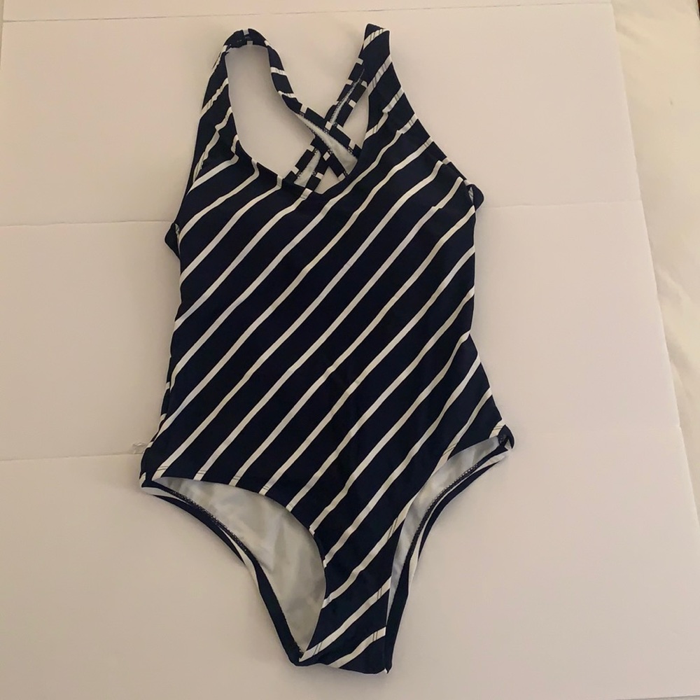 LAST CALL 🚨 Kona Sol Navy White Nautical Stripe Crossback One Piece Medium